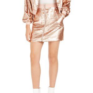 Bar III  Women's Becca Tilley Sequin Utility Skirt Rose Gold Size Large NWT